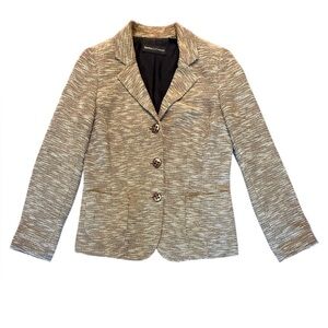 Dana Buchman Brown/Tan Tweed Wooden Button Front Blazer Size 10/Medium MSRP $225